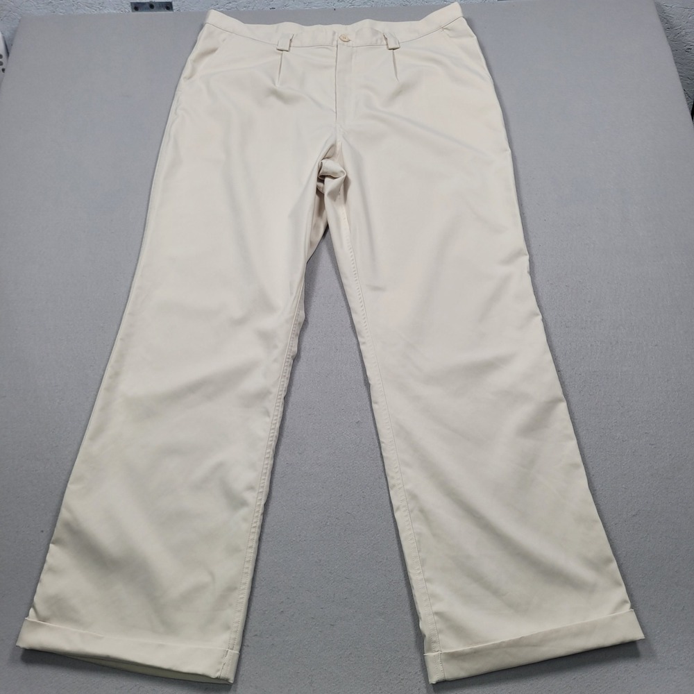Under Armour Performance Mens Beige Golf Pants 38R RN 96510 Flat Front Cuffed